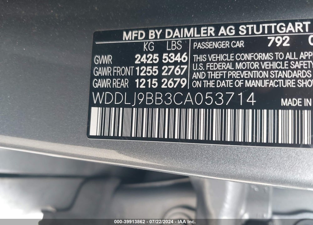2012 MERCEDES-BENZ CLS 550 4MATIC VIN: WDDLJ9BB3CA053714