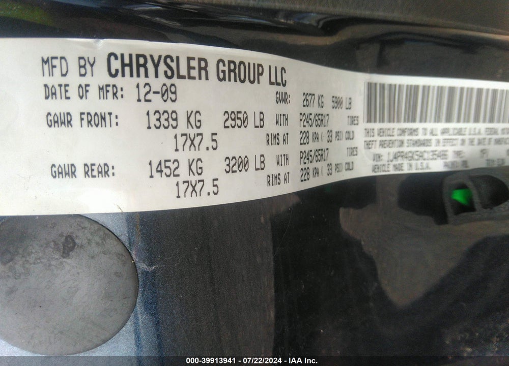2010 JEEP GRAND CHEROKEE LAREDO VIN: 1J4PR4GK5AC135486