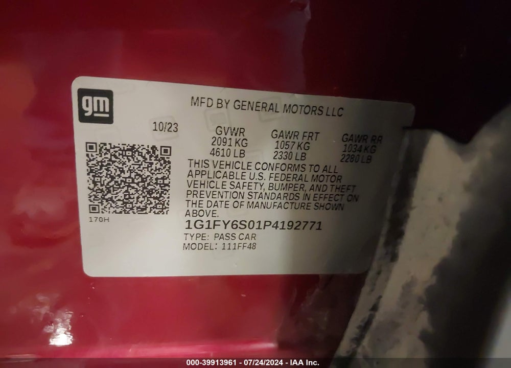 2023 CHEVROLET BOLT EUV FWD LT VIN: 1G1FY6S01P4192771