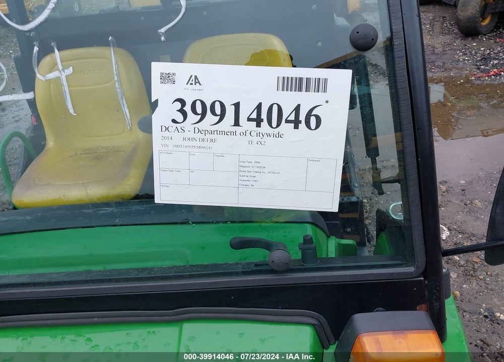 2014 JOHN DEERE TE 4X2 VIN: 1M0T145EPEM090241