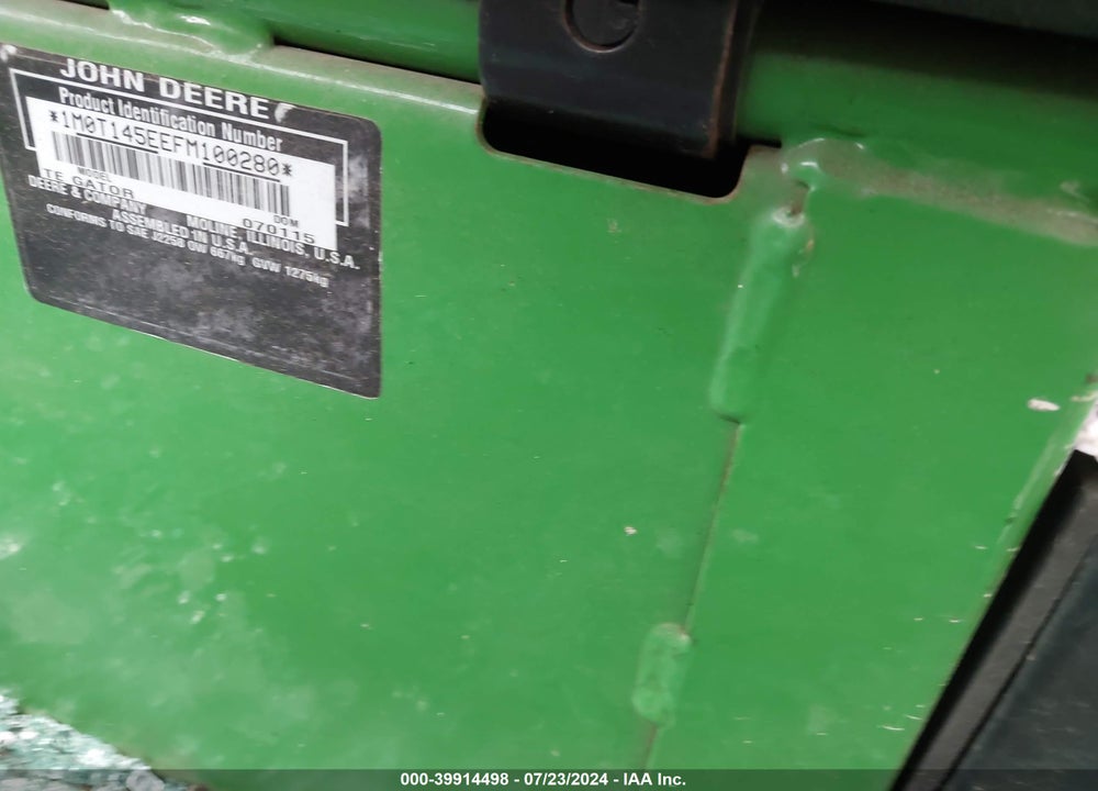 2015 JOHN DEERE TE 4X2 VIN: 1M0T145EEFM100280