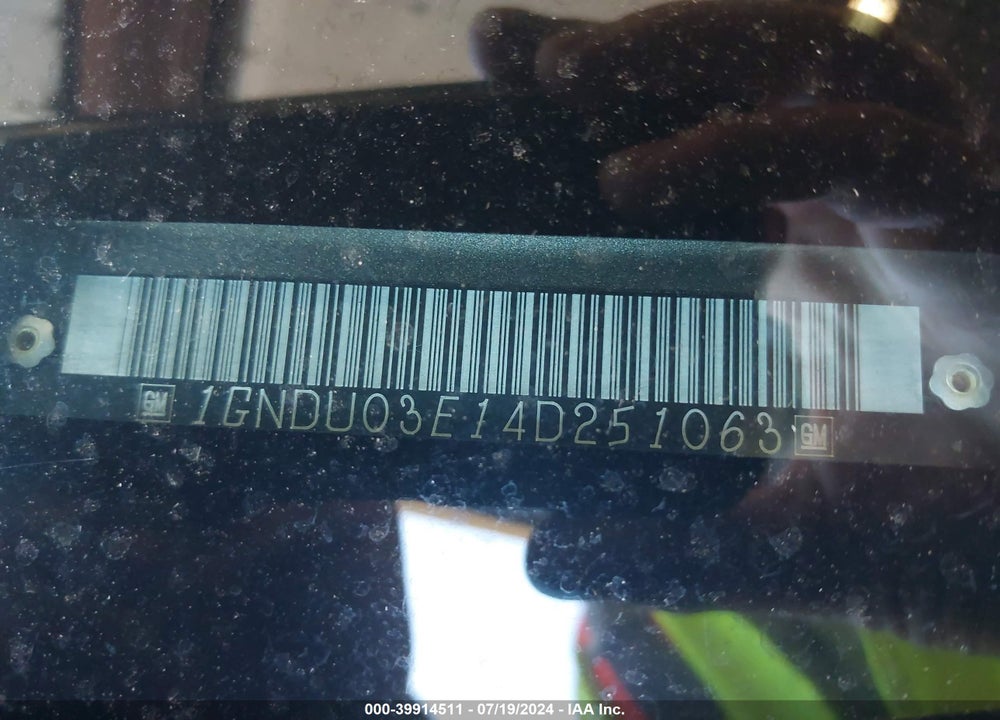 2004 CHEVROLET VENTURE PLUS VIN: 1GNDU03E14D251063