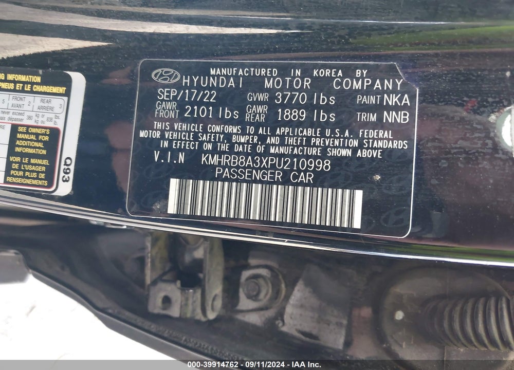 2023 HYUNDAI VENUE SE VIN: KMHRB8A3XPU210998