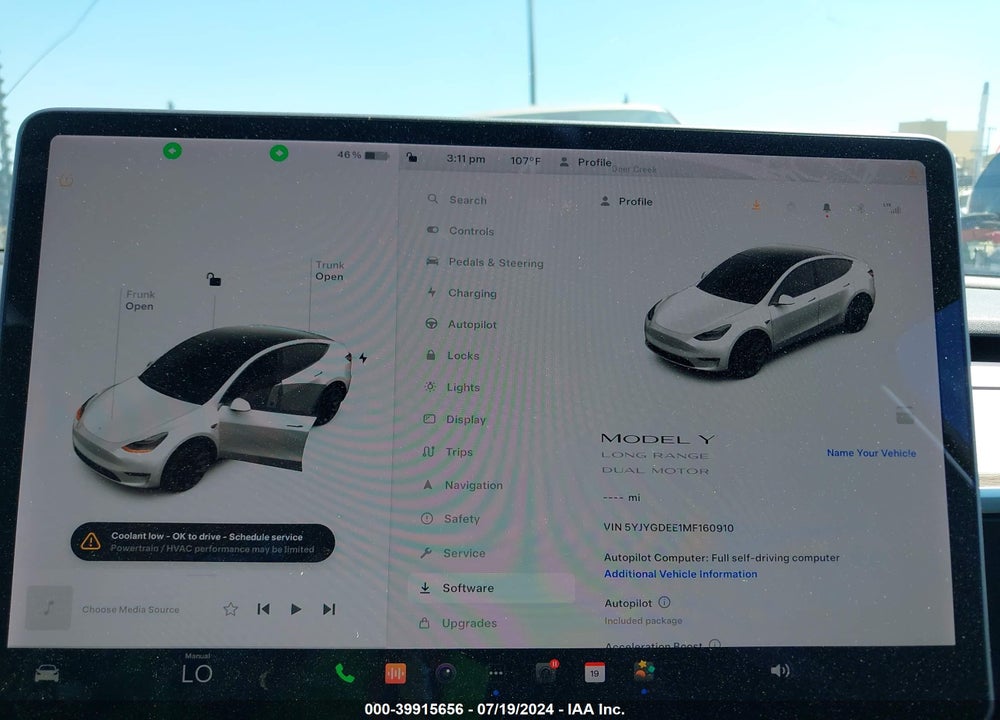 2021 TESLA MODEL Y LONG RANGE DUAL MOTOR ALL-WHEEL DRIVE VIN: 5YJYGDEE1MF160910
