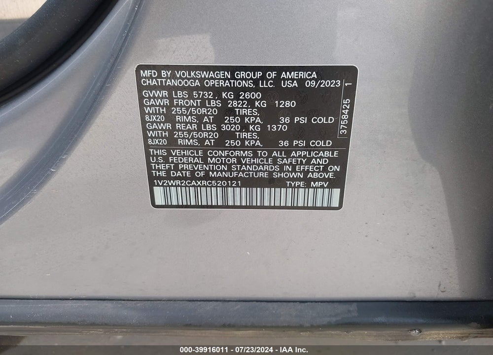 2024 VOLKSWAGEN ATLAS 2.0T SE W/TECHNOLOGY VIN: 1V2WR2CAXRC520121