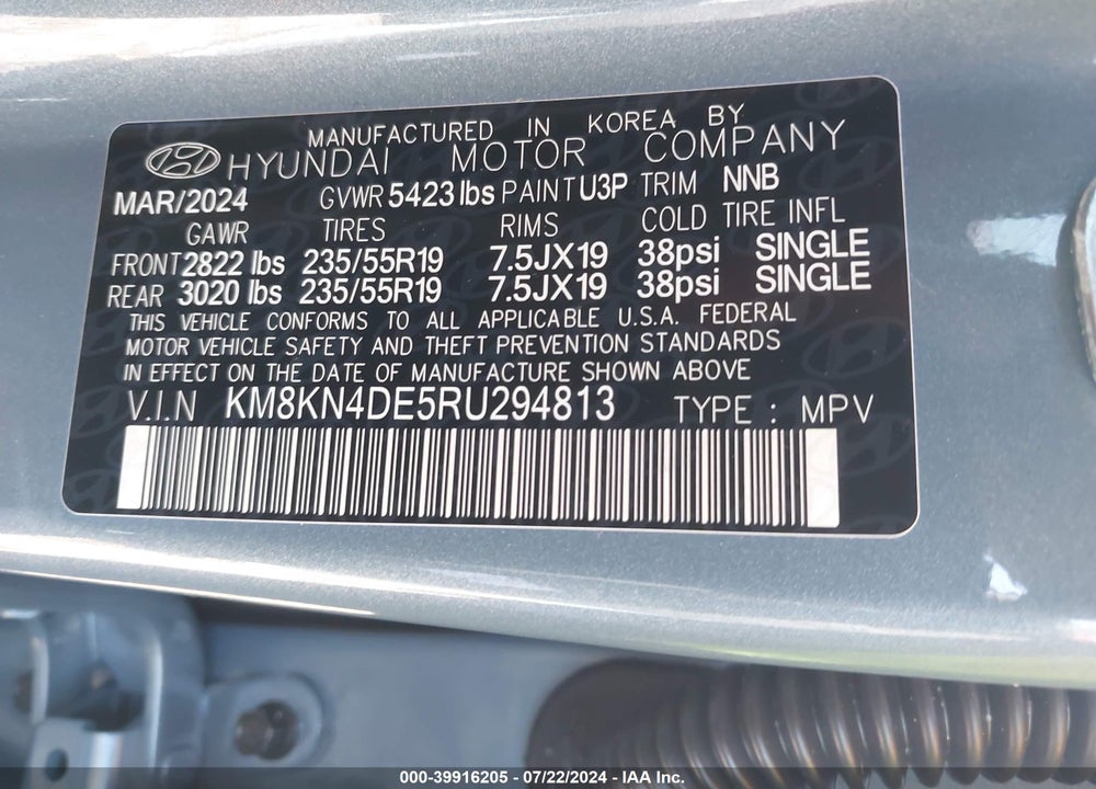 2024 HYUNDAI IONIQ 5 SEL VIN: KM8KN4DE5RU294813
