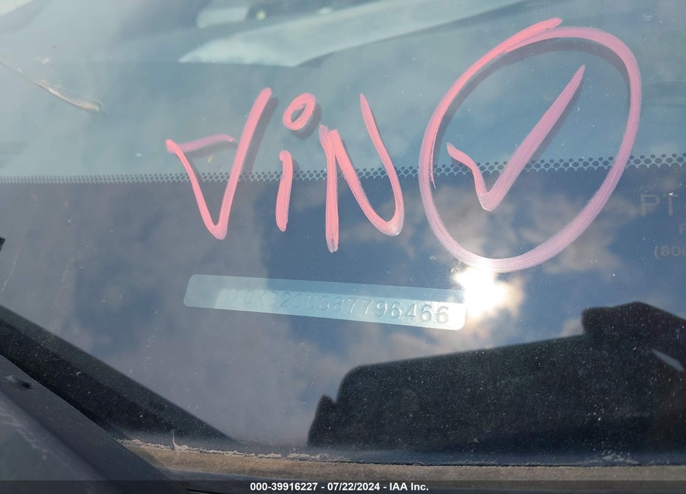 2008 TOYOTA PRIUS VIN: JTDKB20U687796466