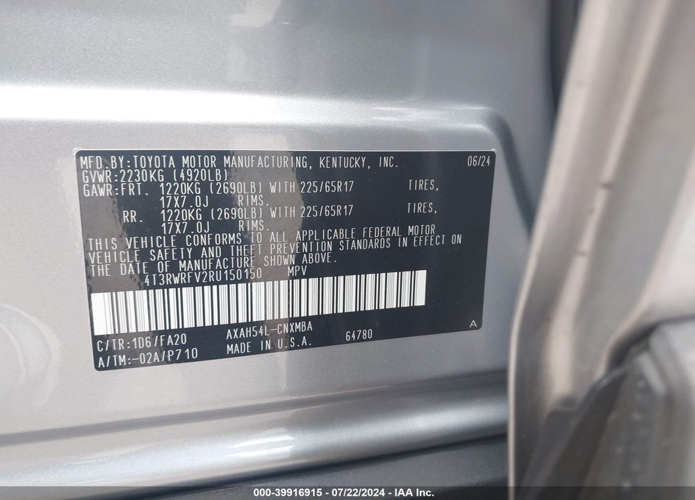 2024 TOYOTA RAV4 HYBRID XLE VIN: 4T3RWRFV2RU150150