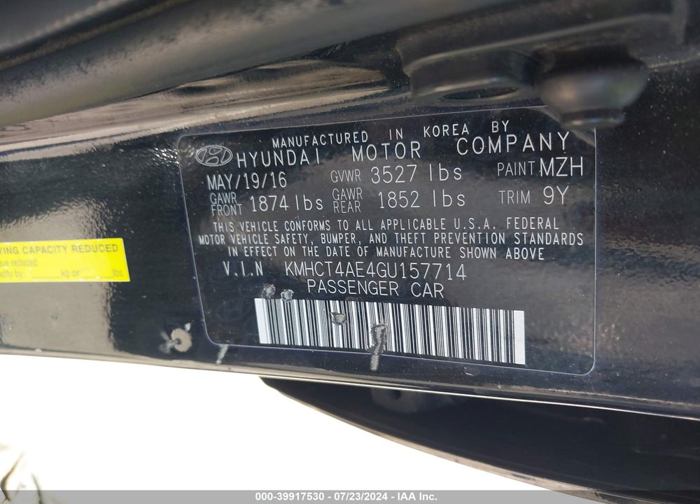 2016 HYUNDAI ACCENT SE VIN: KMHCT4AE4GU157714