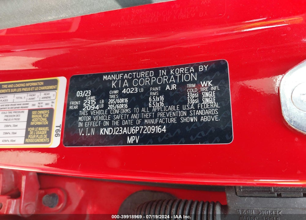 2023 KIA SOUL LX VIN: KNDJ23AU6P7209164