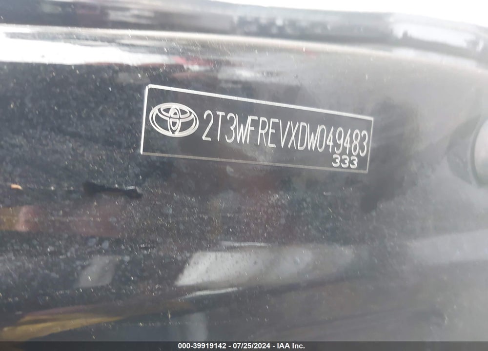 2013 TOYOTA RAV4 XLE VIN: 2T3WFREVXDW049483