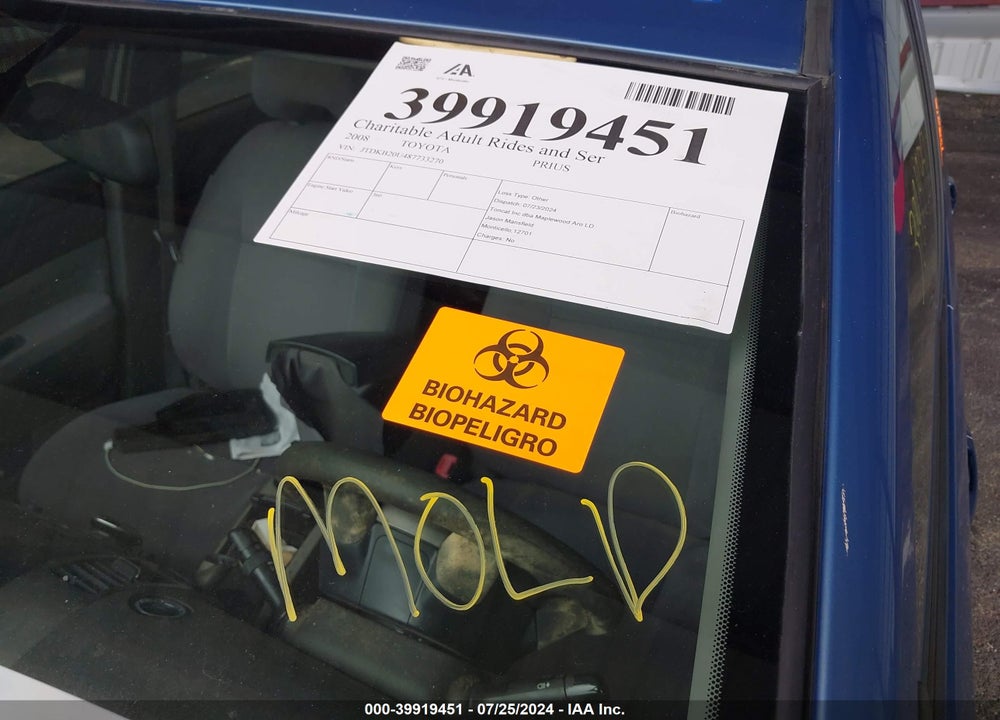 2008 TOYOTA PRIUS STANDARD VIN: JTDKB20U487733270