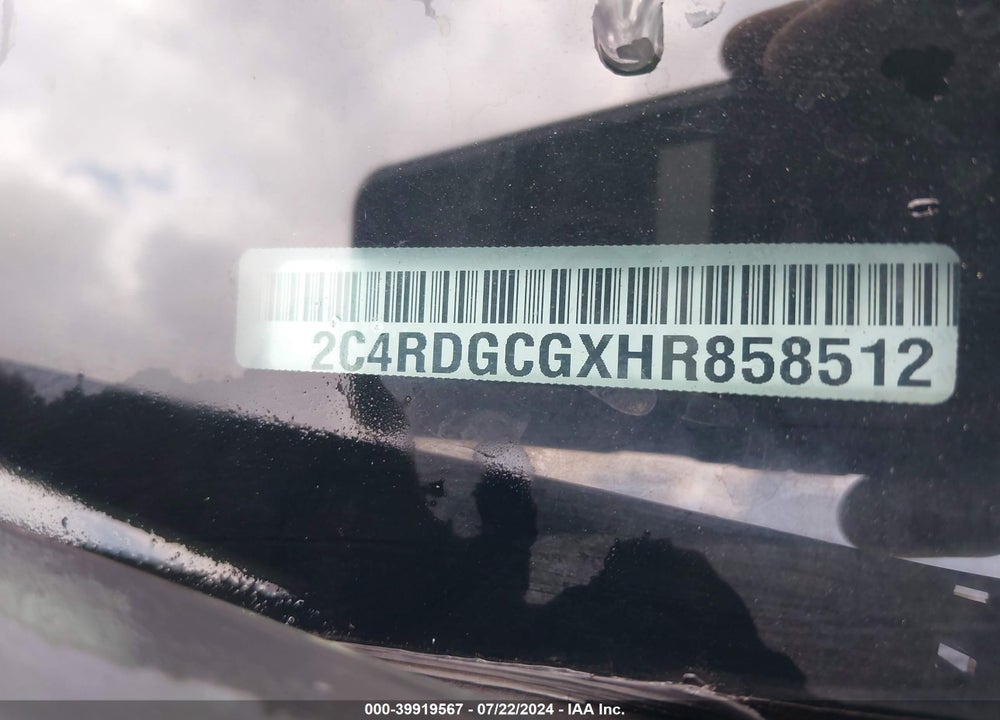 2017 DODGE GRAND CARAVAN SXT VIN: 2C4RDGCGXHR858512