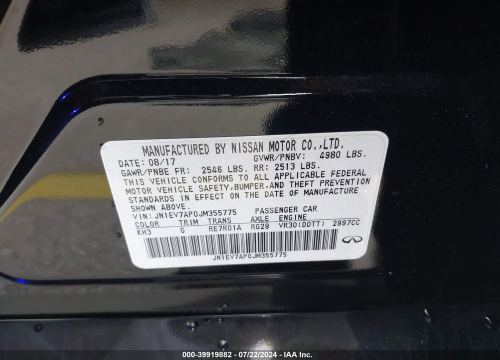 2018 INFINITI Q50 3.0T LUXE VIN: JN1EV7AP0JM355775