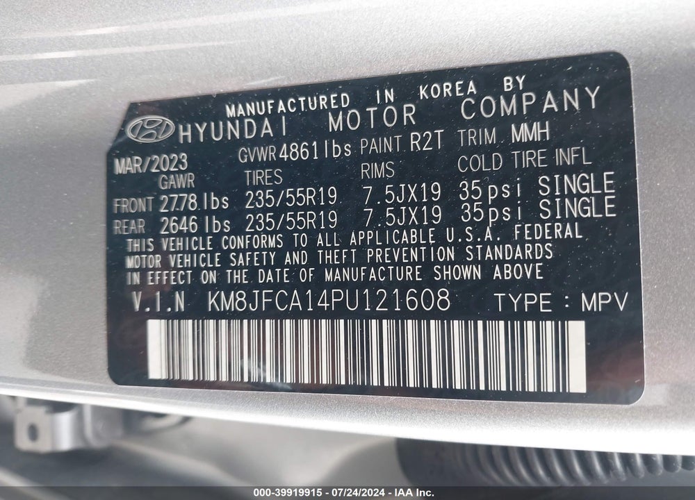 2023 HYUNDAI TUCSON HYBRID SEL CONVENIENCE VIN: KM8JFCA14PU121608