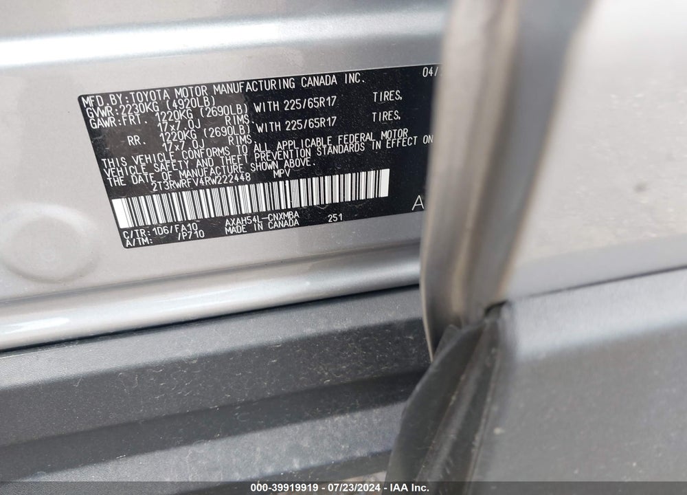 2024 TOYOTA RAV4 HYBRID XLE VIN: 2T3RWRFV4RW222448