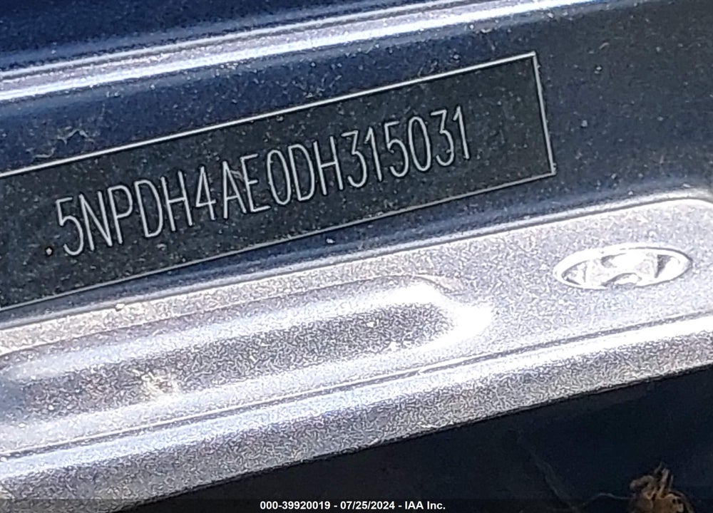 2013 HYUNDAI ELANTRA GLS VIN: 5NPDH4AE0DH315031