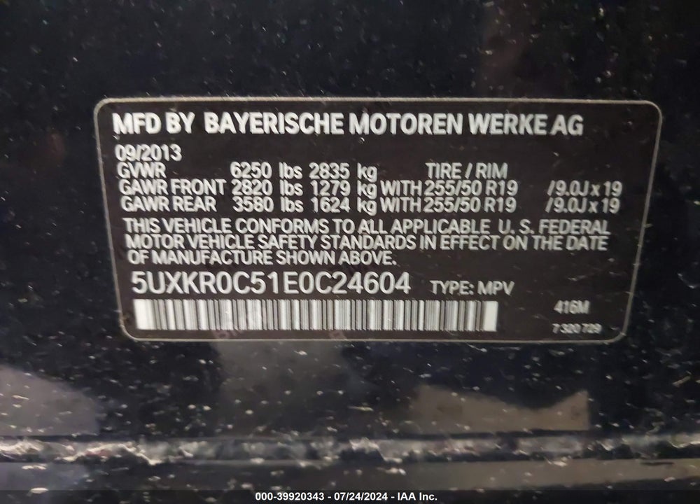 2014 BMW X5 XDRIVE35I VIN: 5UXKR0C51E0C24604