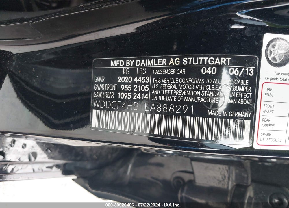 2014 MERCEDES-BENZ C 250 LUXURY/SPORT VIN: WDDGF4HB1EA888291