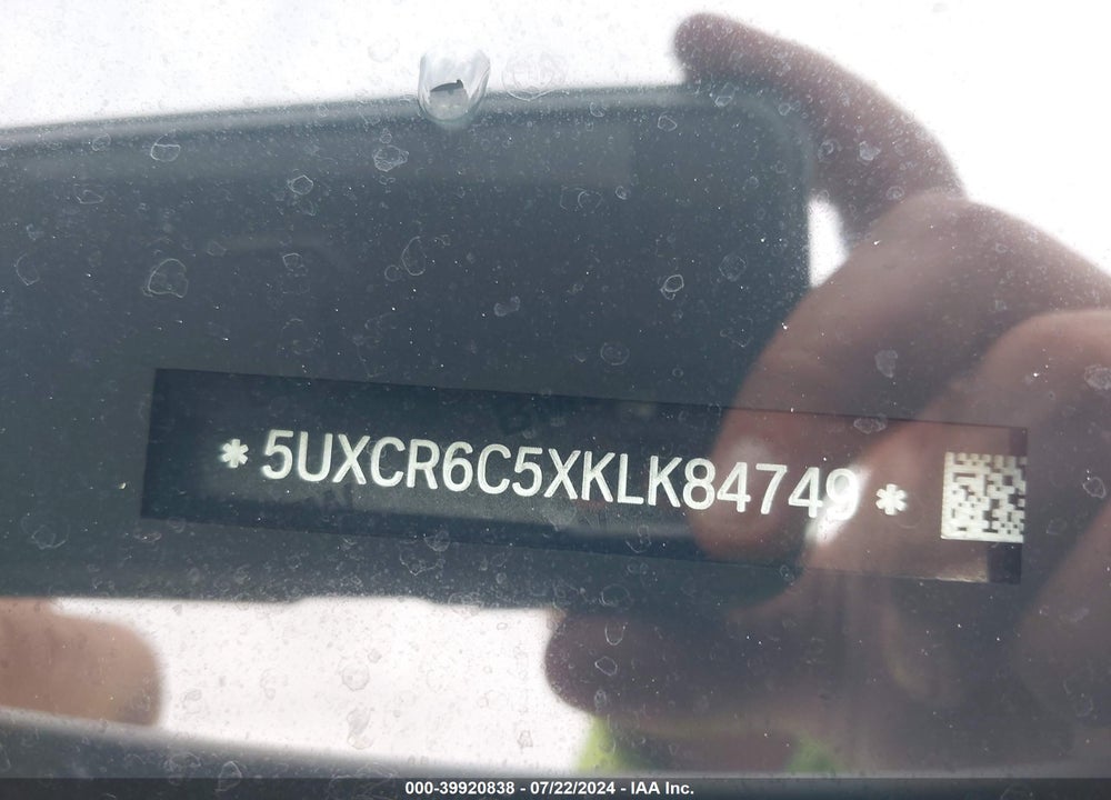 2019 BMW X5 XDRIVE40I VIN: 5UXCR6C5XKLK84749