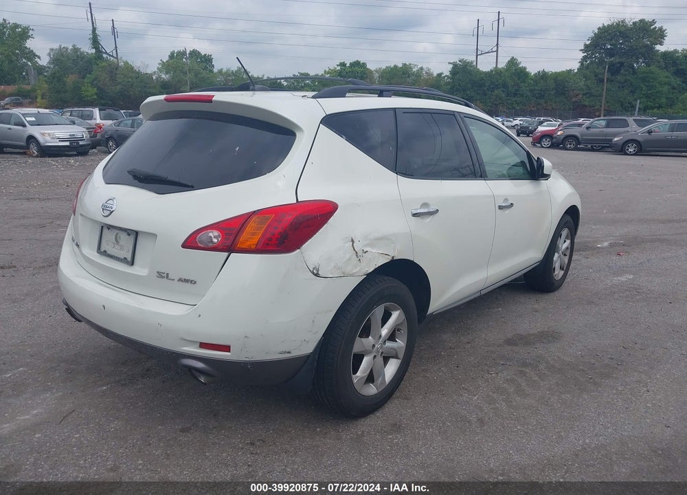 2009 NISSAN MURANO SL VIN: JN8AZ18W59W102711