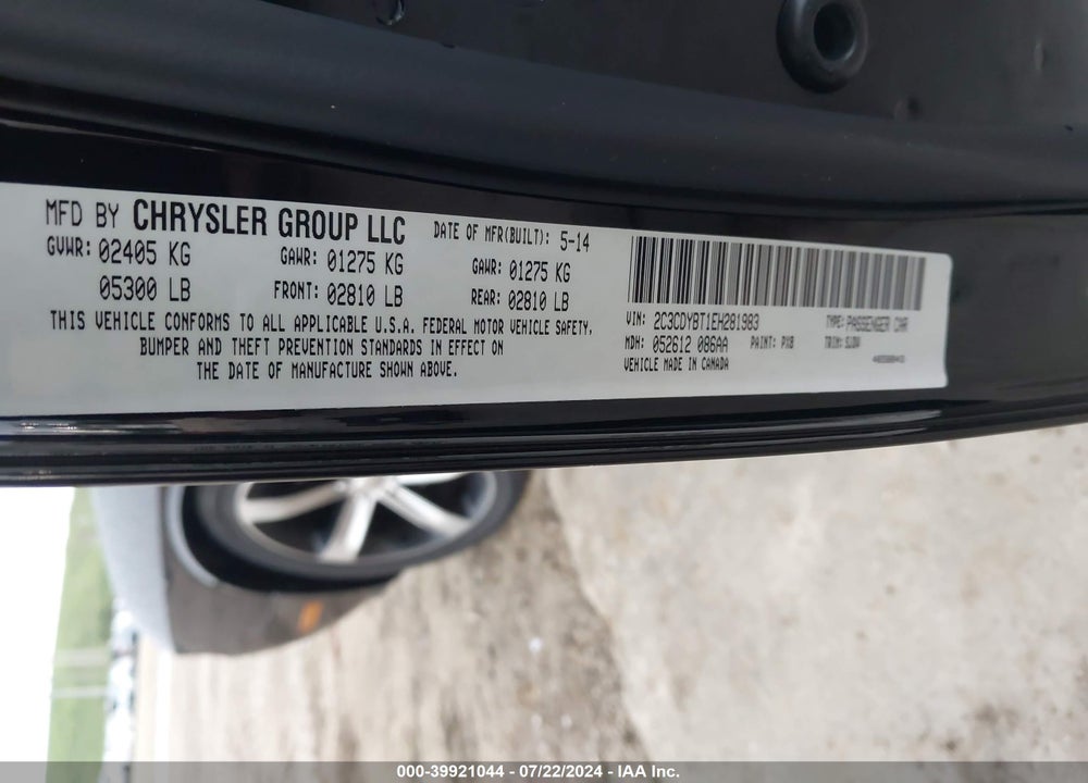 2014 DODGE CHALLENGER SHAKER PKG VIN: 2C3CDYBT1EH281983