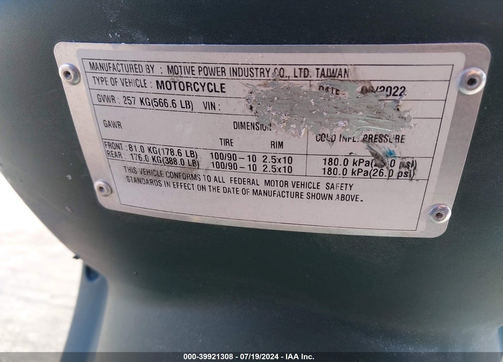 2023 GENUINE SCOOTER CO. BUDDY 170I VIN: RFVPAC90XP1006365