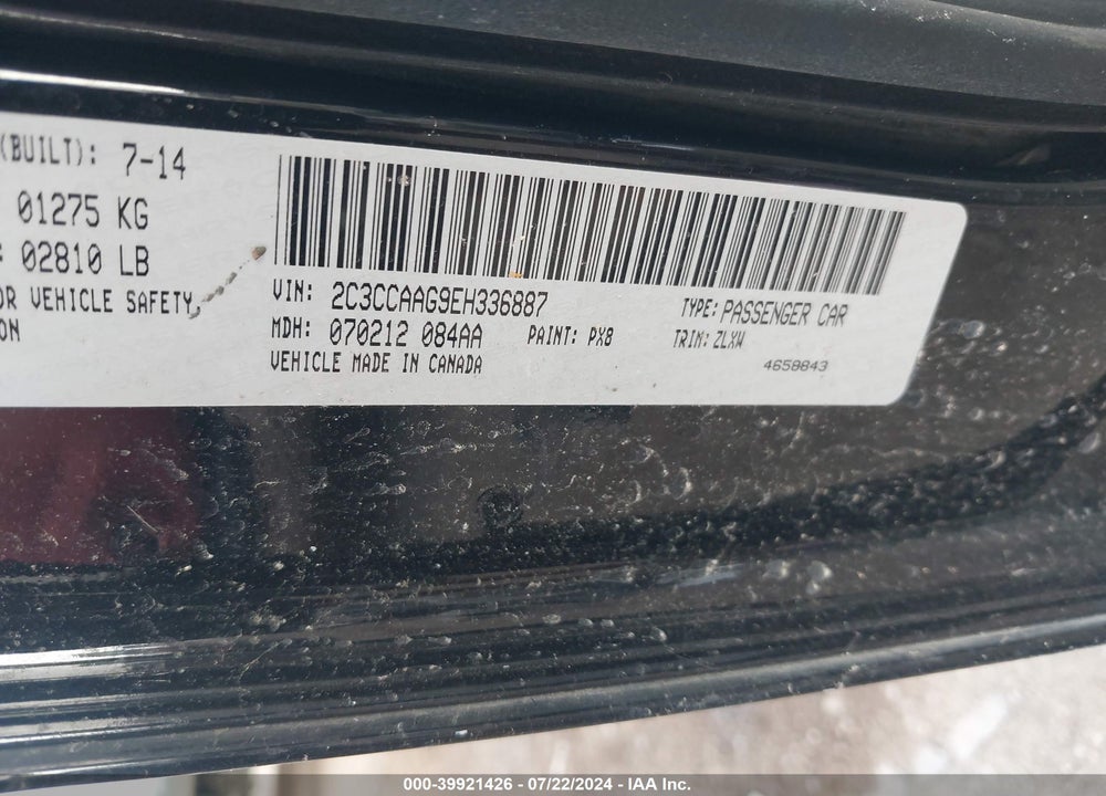 2014 CHRYSLER 300 UPTOWN EDITION VIN: 2C3CCAAG9EH336887