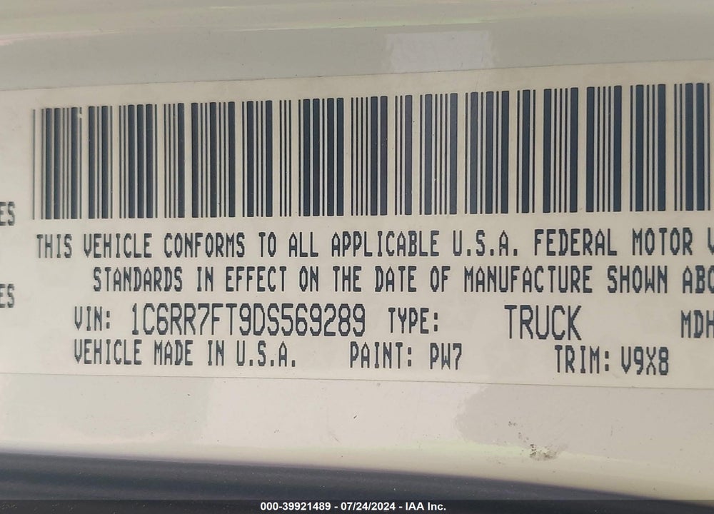 2013 RAM 1500 EXPRESS VIN: 1C6RR7FT9DS569289