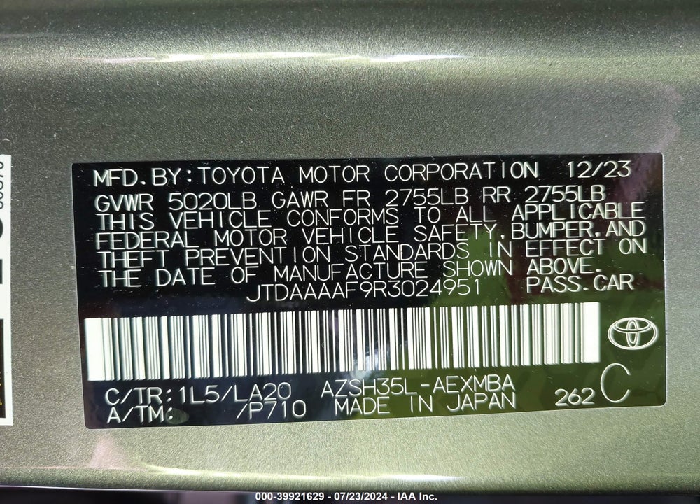2024 TOYOTA CROWN LIMITED VIN: JTDAAAAF9R3024951