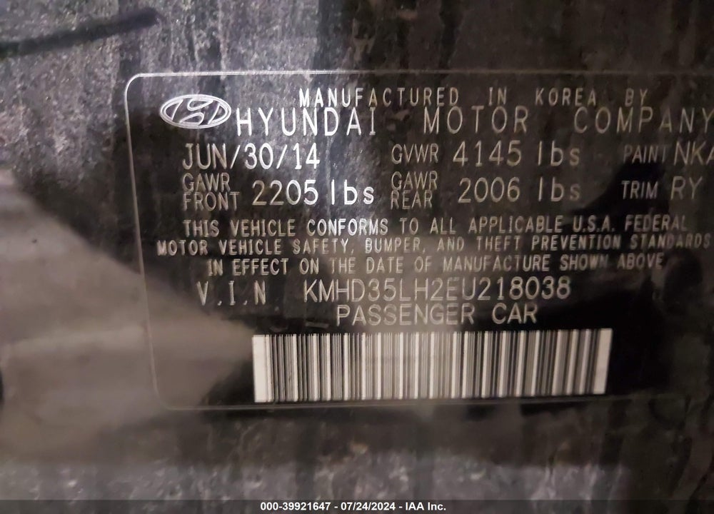 2014 HYUNDAI ELANTRA GT VIN: KMHD35LH2EU218038