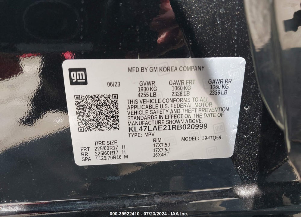 2024 BUICK ENVISTA PREFERRED FWD VIN: KL47LAE21RB020999
