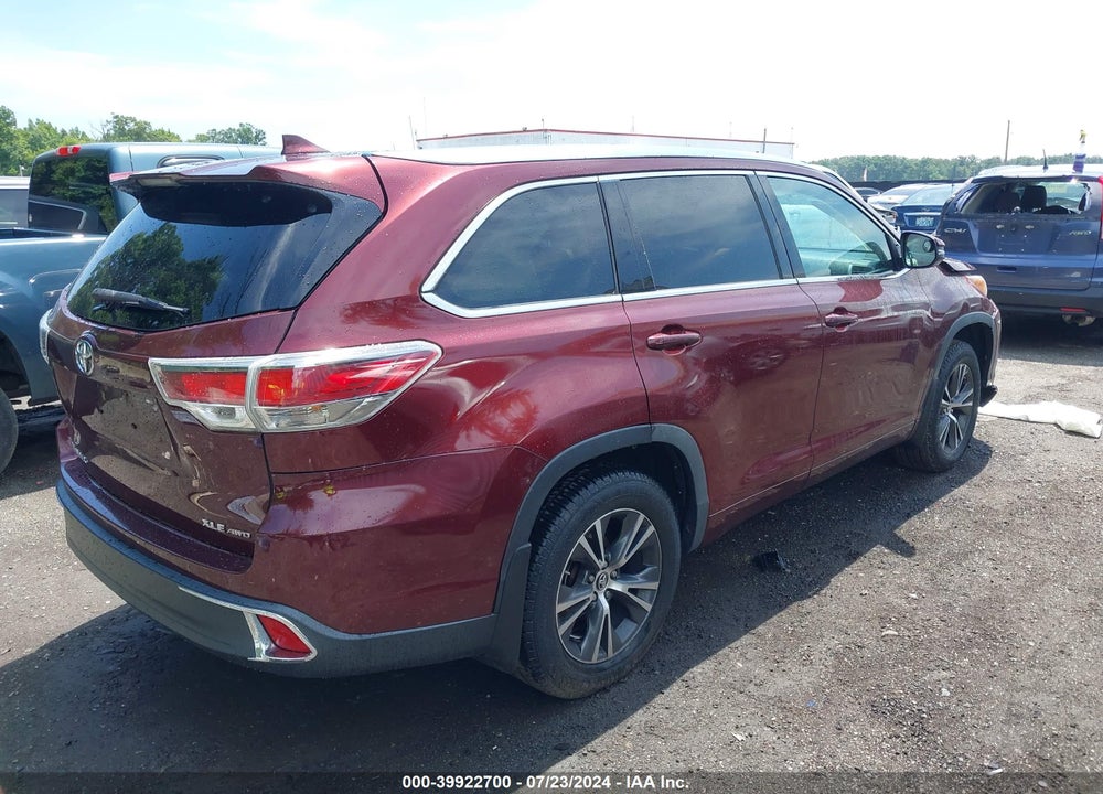 2016 TOYOTA HIGHLANDER XLE V6 VIN: 5TDJKRFH3GS254017
