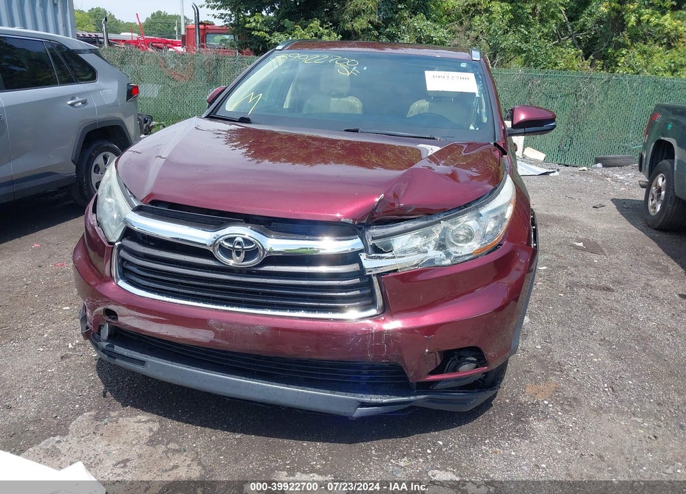 2016 TOYOTA HIGHLANDER XLE V6 VIN: 5TDJKRFH3GS254017