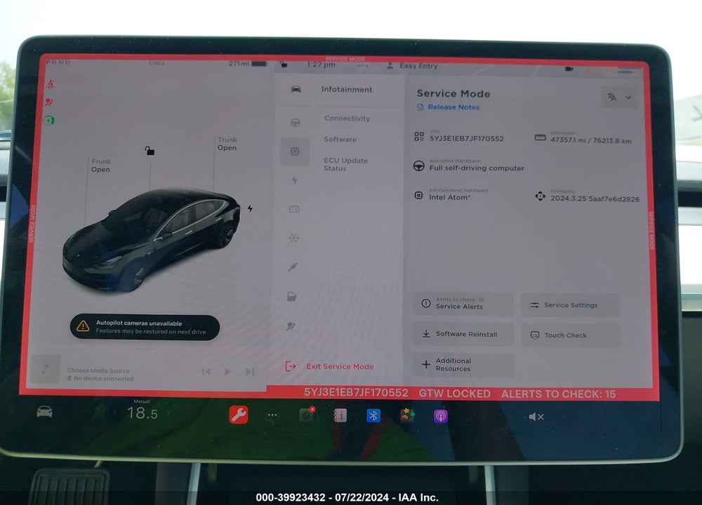 2018 TESLA MODEL 3 LONG RANGE/PERFORMANCE VIN: 5YJ3E1EB7JF170552