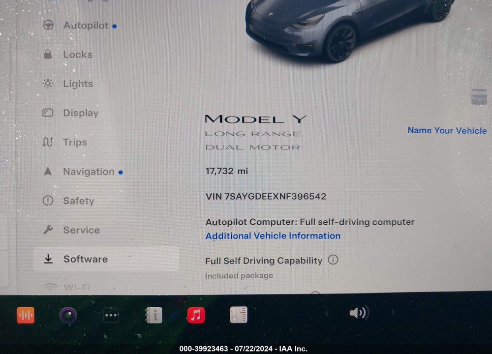 2022 TESLA MODEL Y LONG RANGE DUAL MOTOR ALL-WHEEL DRIVE VIN: 7SAYGDEEXNF396542