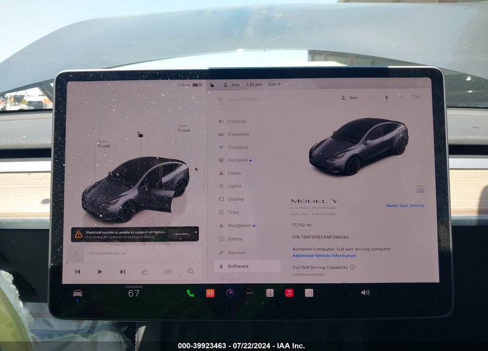 2022 TESLA MODEL Y LONG RANGE DUAL MOTOR ALL-WHEEL DRIVE VIN: 7SAYGDEEXNF396542