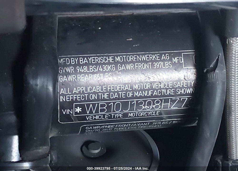 2017 BMW R NINE T PURE VIN: WB10J1308HZ731505