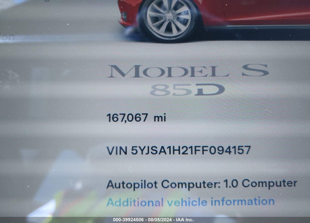 2015 TESLA MODEL S 70D/85D/P85D VIN: 5YJSA1H21FF094157