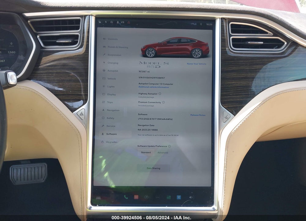 2015 TESLA MODEL S 70D/85D/P85D VIN: 5YJSA1H21FF094157