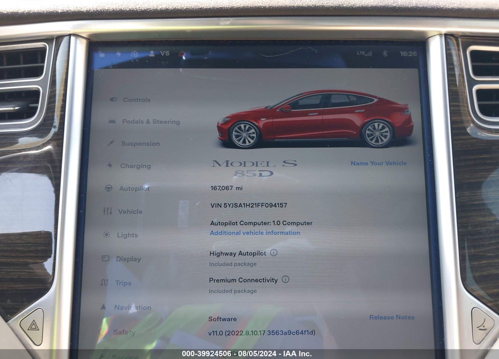 2015 TESLA MODEL S 70D/85D/P85D VIN: 5YJSA1H21FF094157