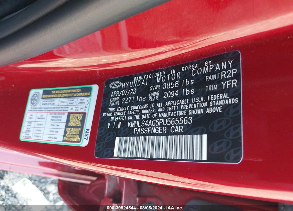 2023 HYUNDAI ELANTRA SEL VIN: KMHLS4AG5PU565563