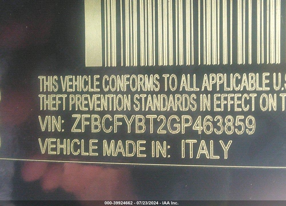 2016 FIAT 500X EASY VIN: ZFBCFYBT2GP463859