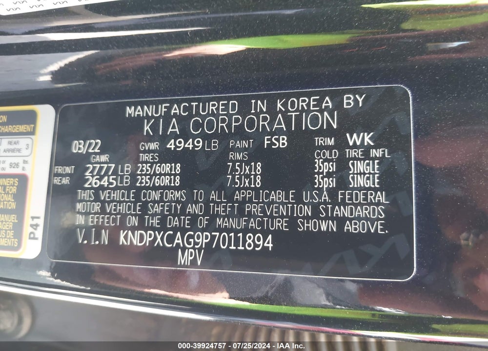 2023 KIA SPORTAGE HYBRID SX-PRESTIGE VIN: KNDPXCAG9P7011894