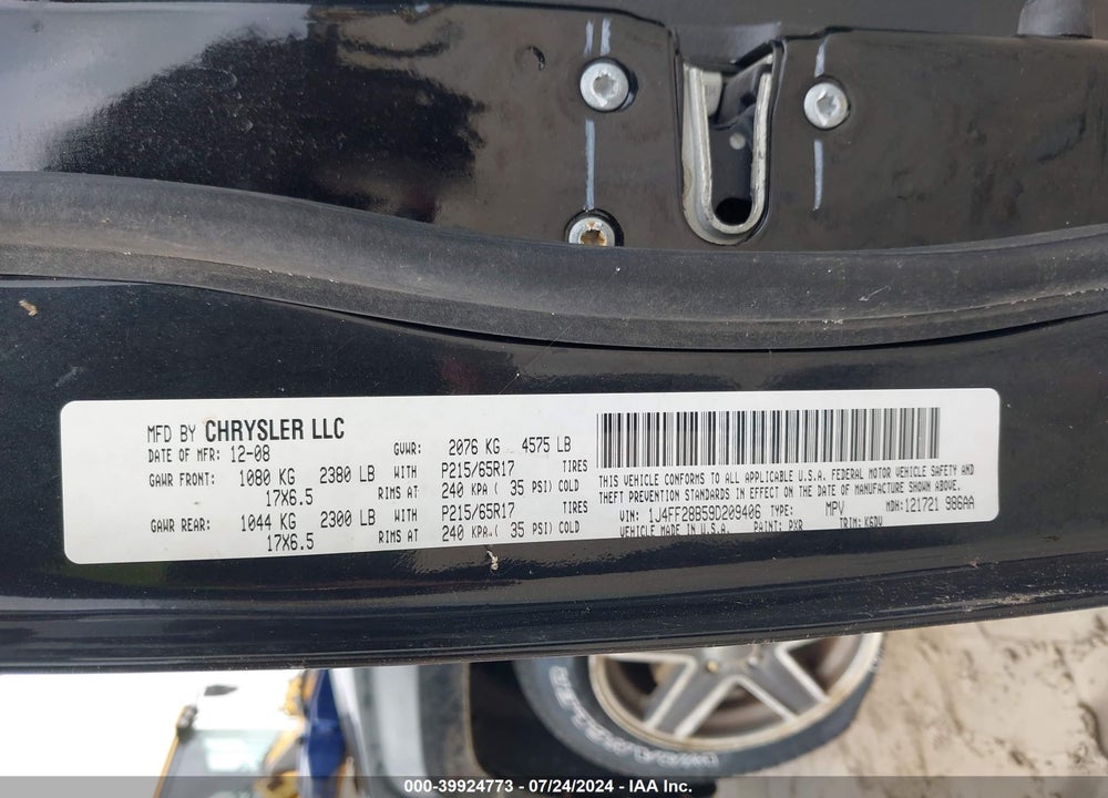 2009 JEEP PATRIOT SPORT VIN: 1J4FF28B59D209406
