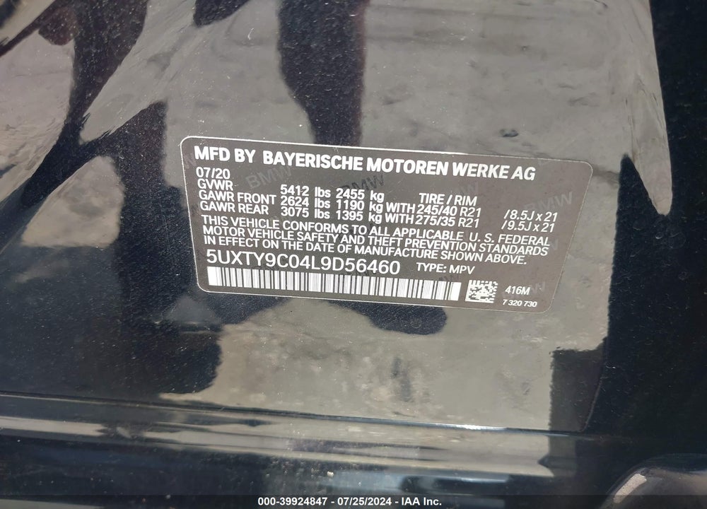2020 BMW X3 M40I VIN: 5UXTY9C04L9D56460