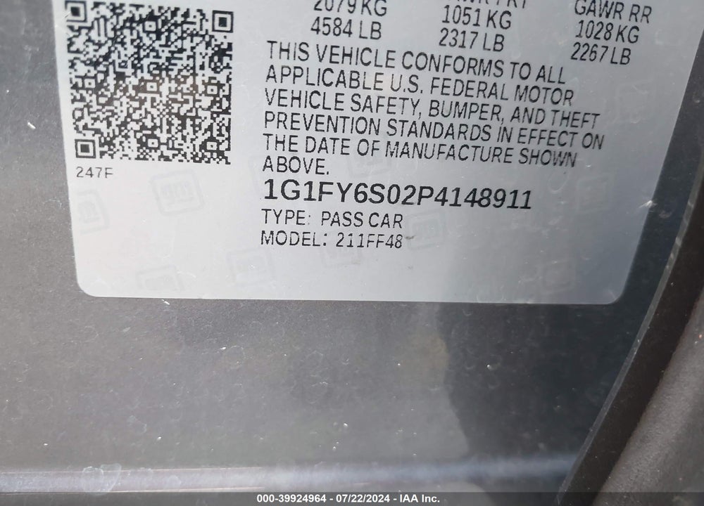 2023 CHEVROLET BOLT EUV FWD LT VIN: 1G1FY6S02P4148911