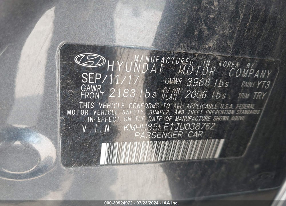 2018 HYUNDAI ELANTRA GT VIN: KMHH35LE1JU038762