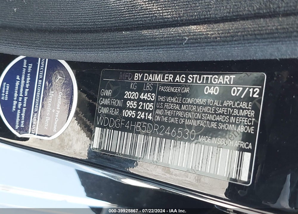 2013 MERCEDES-BENZ C 250 VIN: WDDGF4HB5DR246530