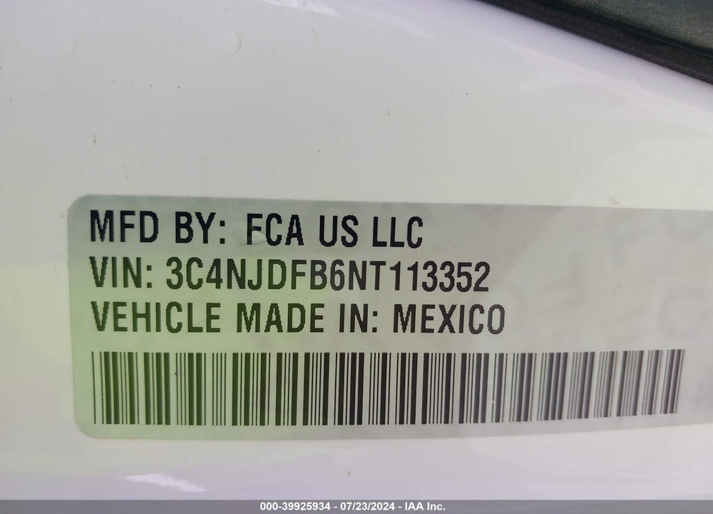 2022 JEEP COMPASS LATITUDE LUX 4X4 VIN: 3C4NJDFB6NT113352